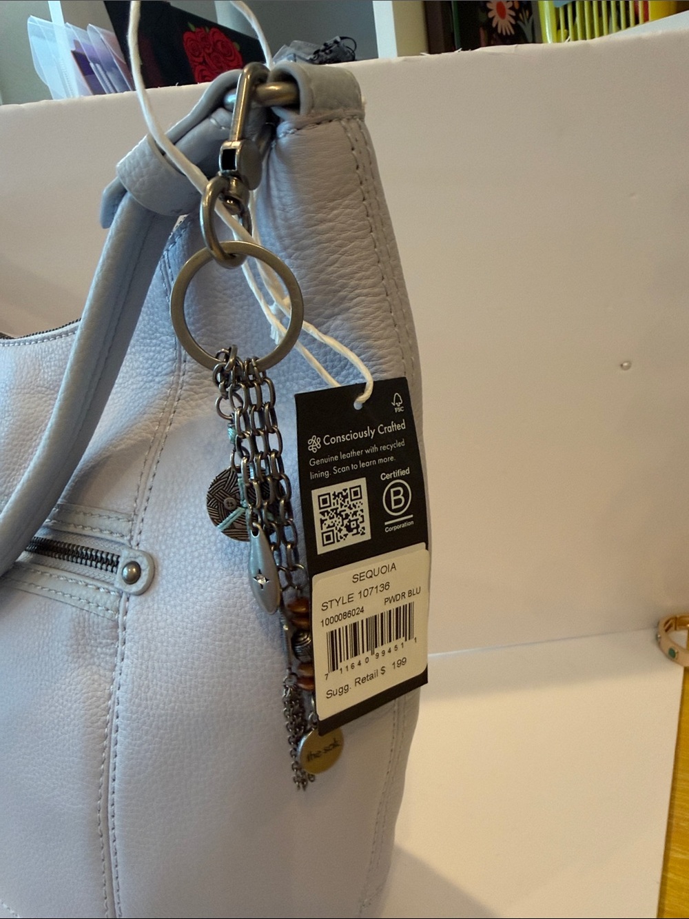 The Sak light blue  Pebbled Leather Shoulder Bag - Picture 3 of 6
